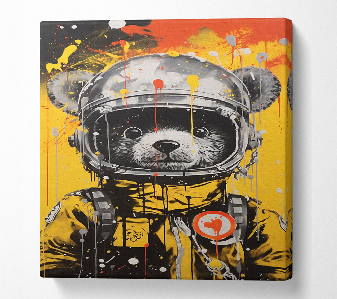  A Canvas Print of Bear Cub Astronaut Paint Splash Canvas Art