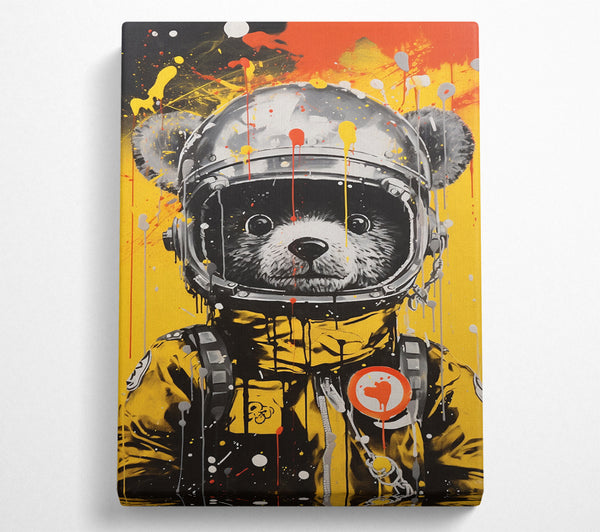  A Canvas Print of Bear Cub Astronaut Paint Splash Canvas Art