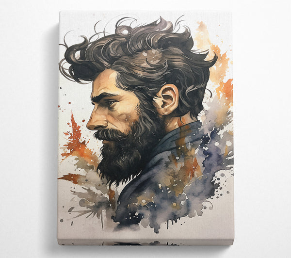  A Canvas Print of Bearded Man Watercolour Canvas Print