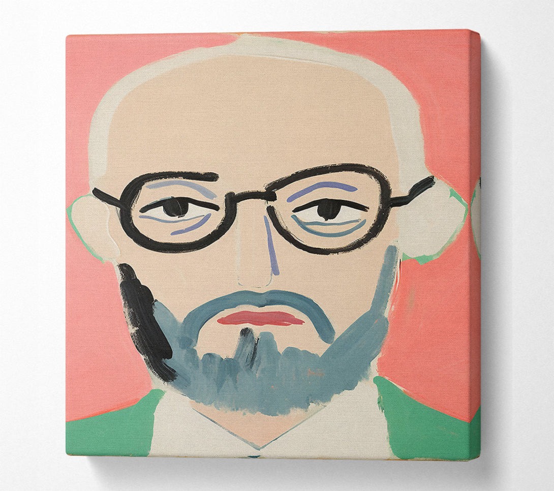  A Canvas Print of Bearded Old Man With Glasses Canvas Art