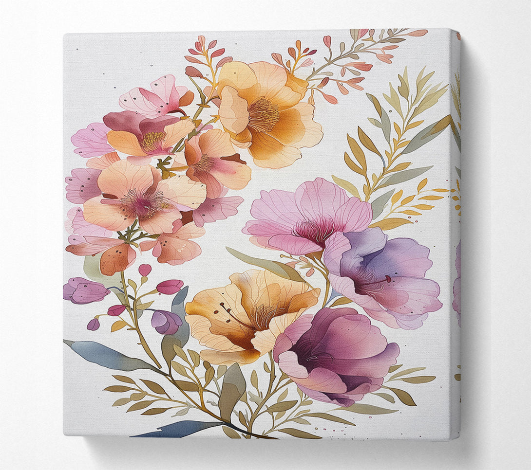  A Canvas Print of Beautiful Illustrated Flowers Canvas Print