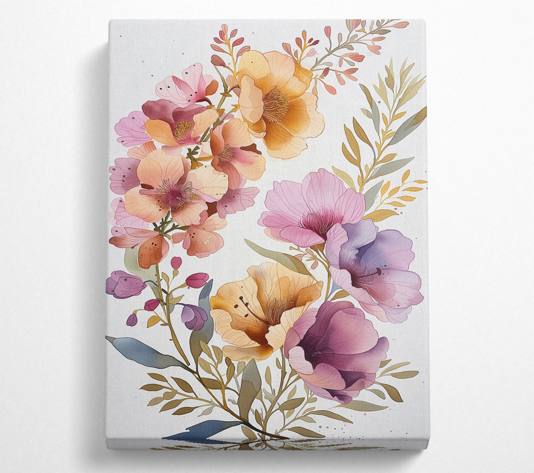  A Canvas Print of Beautiful Illustrated Flowers Canvas Print