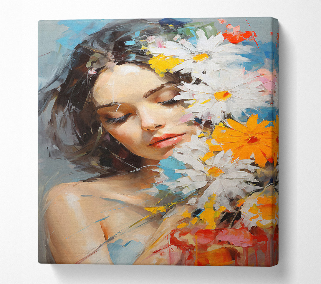  A Canvas Print of Beautiful Woman Bouquet Art Canvas Wall Art