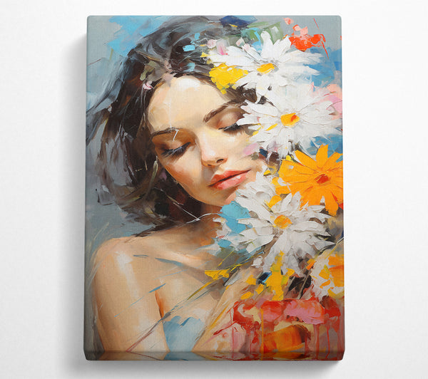  A Canvas Print of Beautiful Woman Bouquet Art Canvas Wall Art