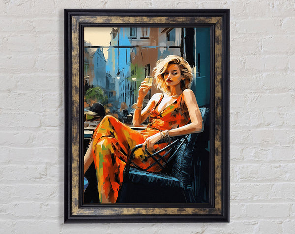 Beautiful Woman Red Dress Cocktail Framed Print