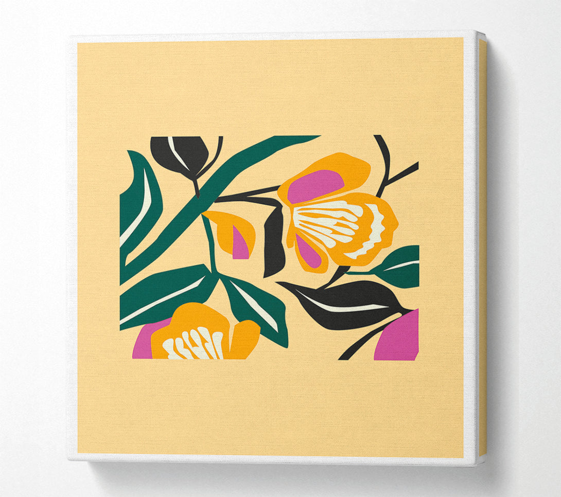  A Canvas Print of Beige Flowers Boho Canvas Wall Art