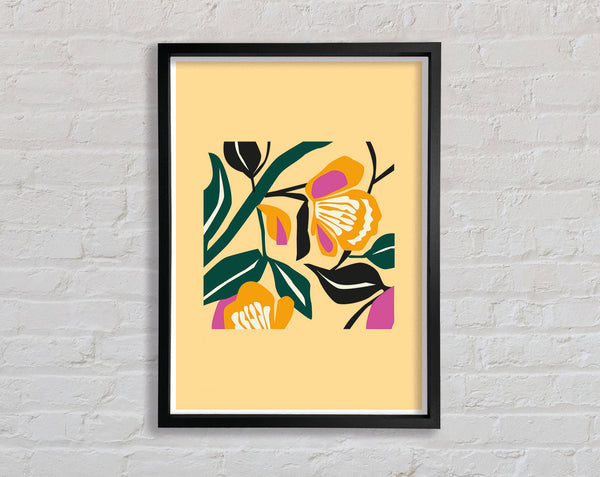 Beige Flowers Boho Framed Print