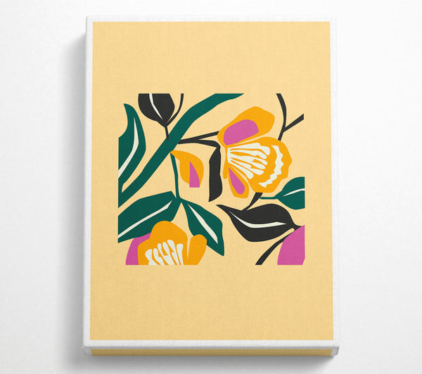  A Canvas Print of Beige Flowers Boho Canvas Wall Art
