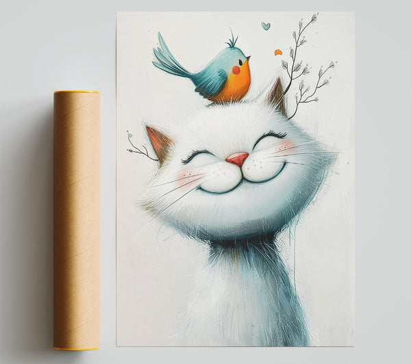 Bird On The Cats Head Poster