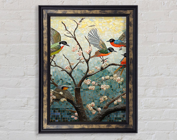 Bird Tree Mosaic Framed Print