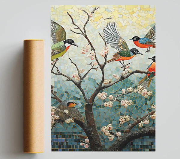 Bird Tree Mosaic Giclee Print