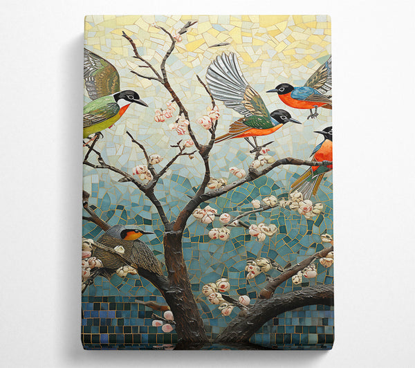  A Canvas Print of Bird Tree Mosaic Canvas Print
