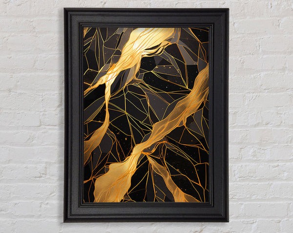 Black And Gold Marble Framed Print