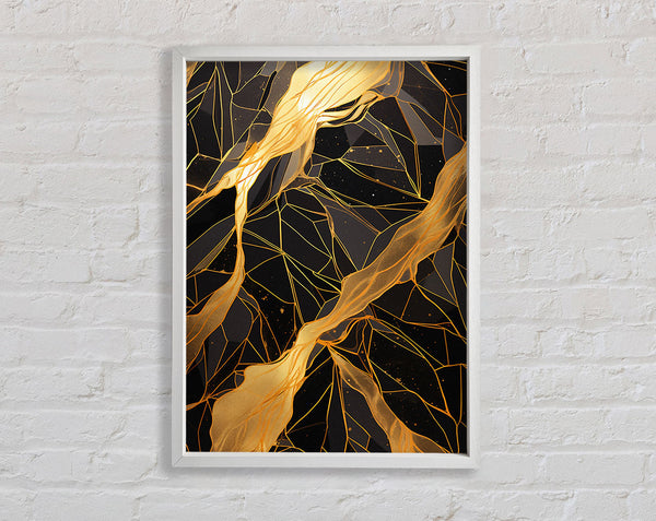 White And Gold Marble Framed Print