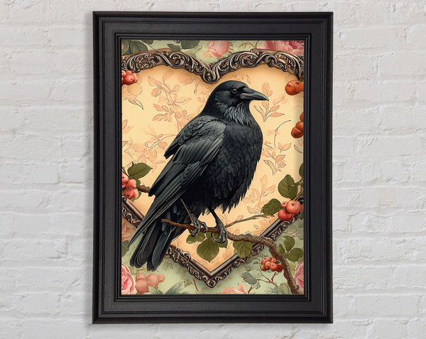 Black Bird Heart Framed Print