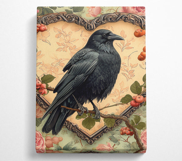  A Canvas Print of Black Bird Heart Canvas Art