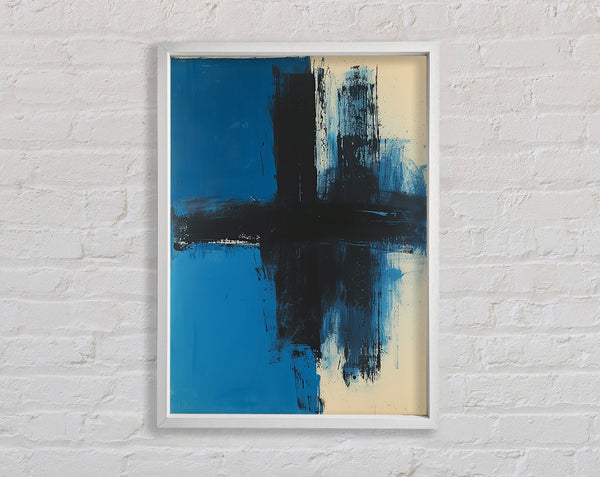 White Cross On Blue Framed Print