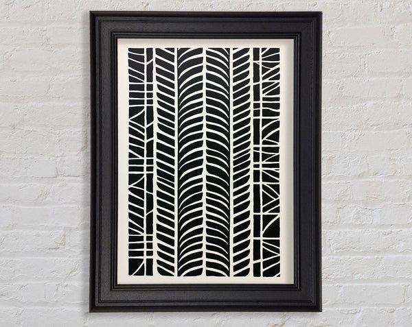 Black Lino Abstract Framed Print