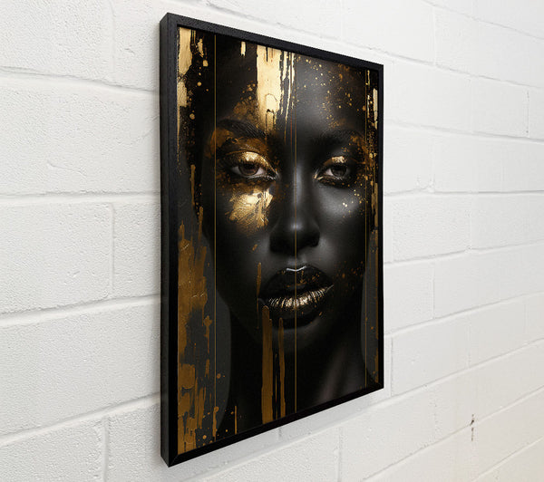 Black Woman Gold Paint