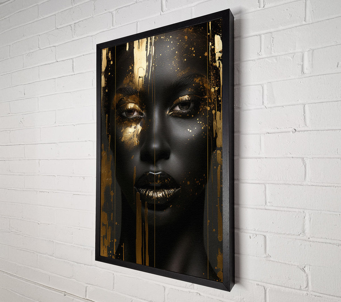 A Canvas Print of Black Woman Gold Paint Canvas Print