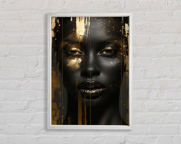 White Woman Gold Paint Framed Print