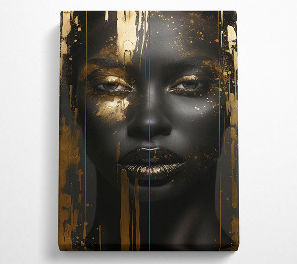  A Canvas Print of Black Woman Gold Paint Canvas Print