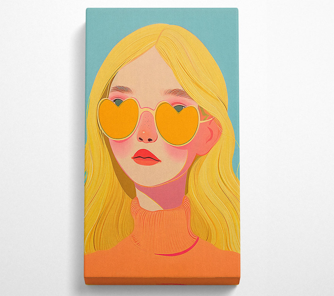  A Canvas Print of Blonde Girl Heart Sunglasses Canvas Wall Art