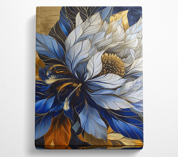  A Canvas Print of Blue And Gold Flower Canvas Print