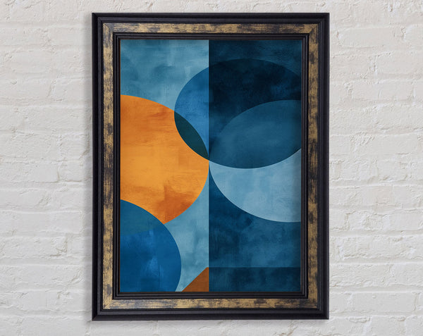 Blue And Orange Circles Framed Print