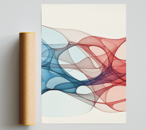 Blue And Red Abstract Smoke Print