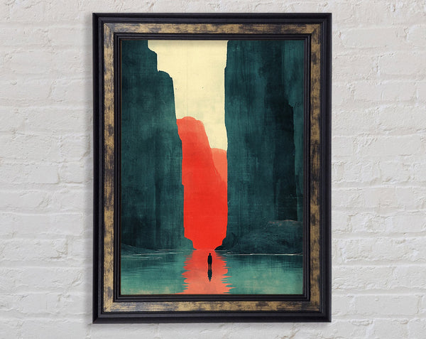 Blue Ciffs On Red Framed Print