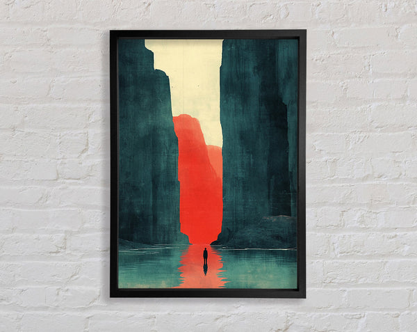 Blue Ciffs On Red Framed Print