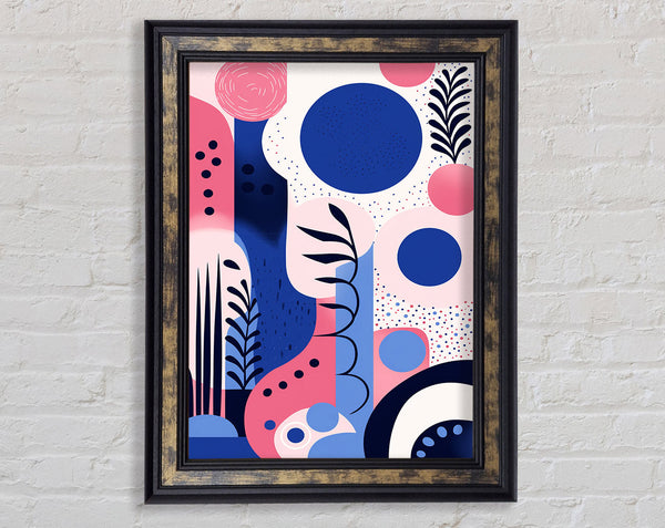 Blue Circle Floral Framed Print