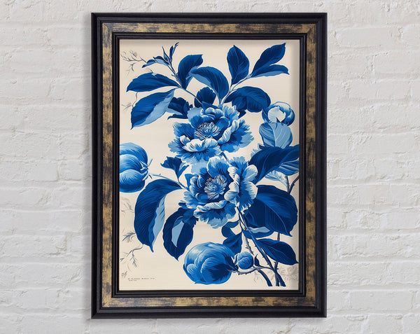 Blue Flowers Antique Framed Print