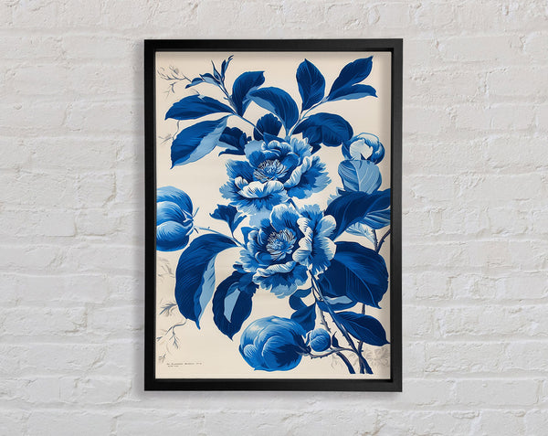 Blue Flowers Antique Framed Print