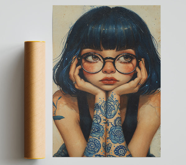 Blue Girl Print