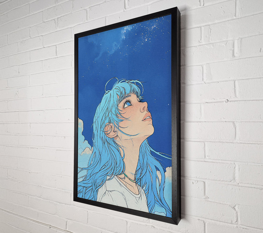  A Canvas Print of Blue Hair Girl Sky Dreams Canvas Wall Art