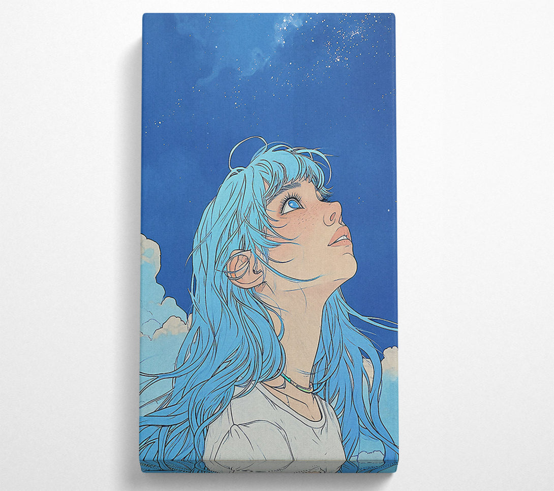  A Canvas Print of Blue Hair Girl Sky Dreams Canvas Wall Art