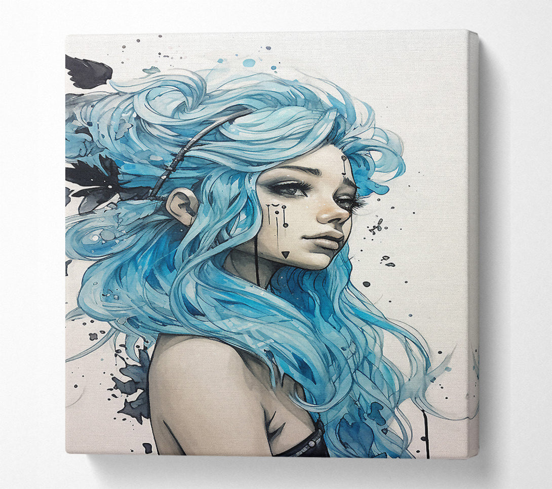  A Canvas Print of Blue Hairy Fairy Girl Canvas Print