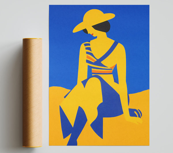 Blue Woman Beach Poster