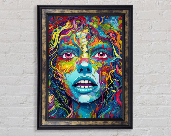 Blue Zombie Girl Colours Framed Print