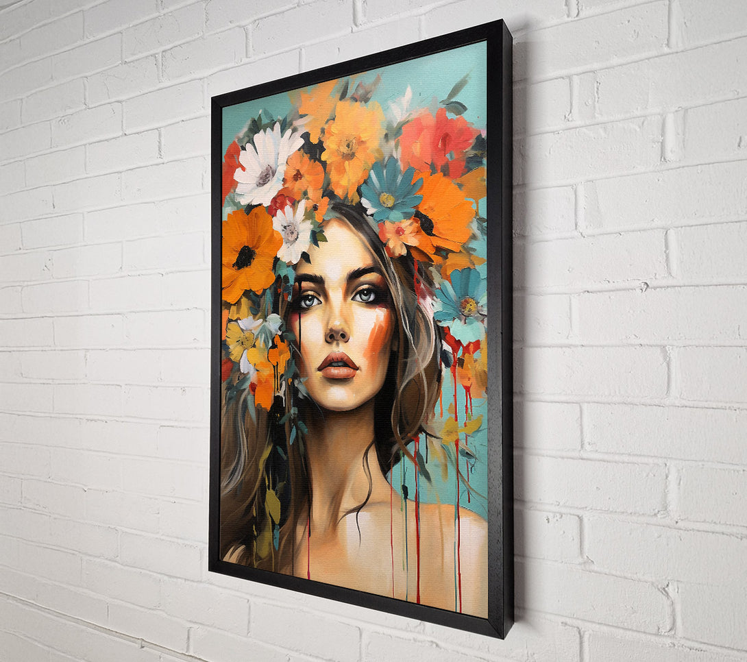  A Canvas Print of Boho Flower Girl Art Canvas Wall Art