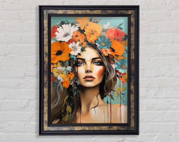 Boho Flower Girl Art Framed Print