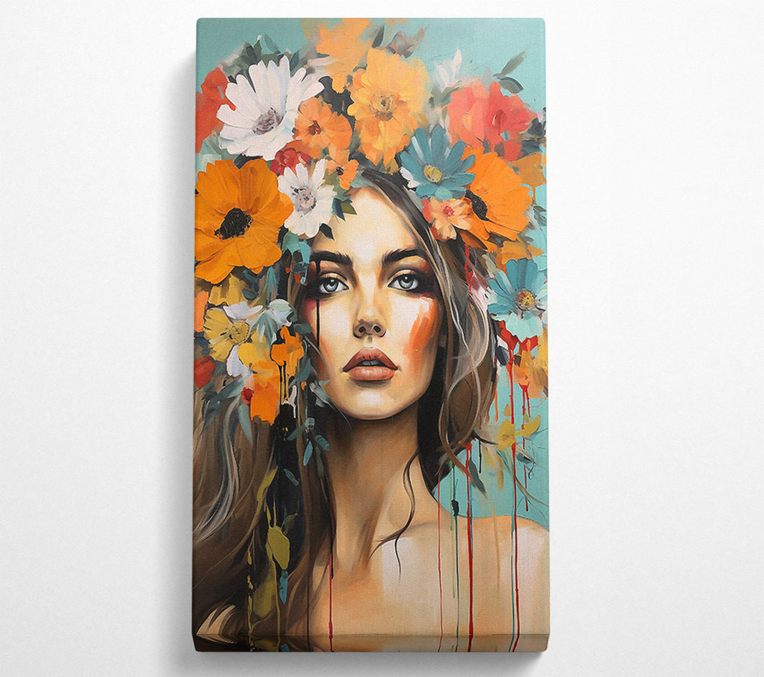  A Canvas Print of Boho Flower Girl Art Canvas Wall Art