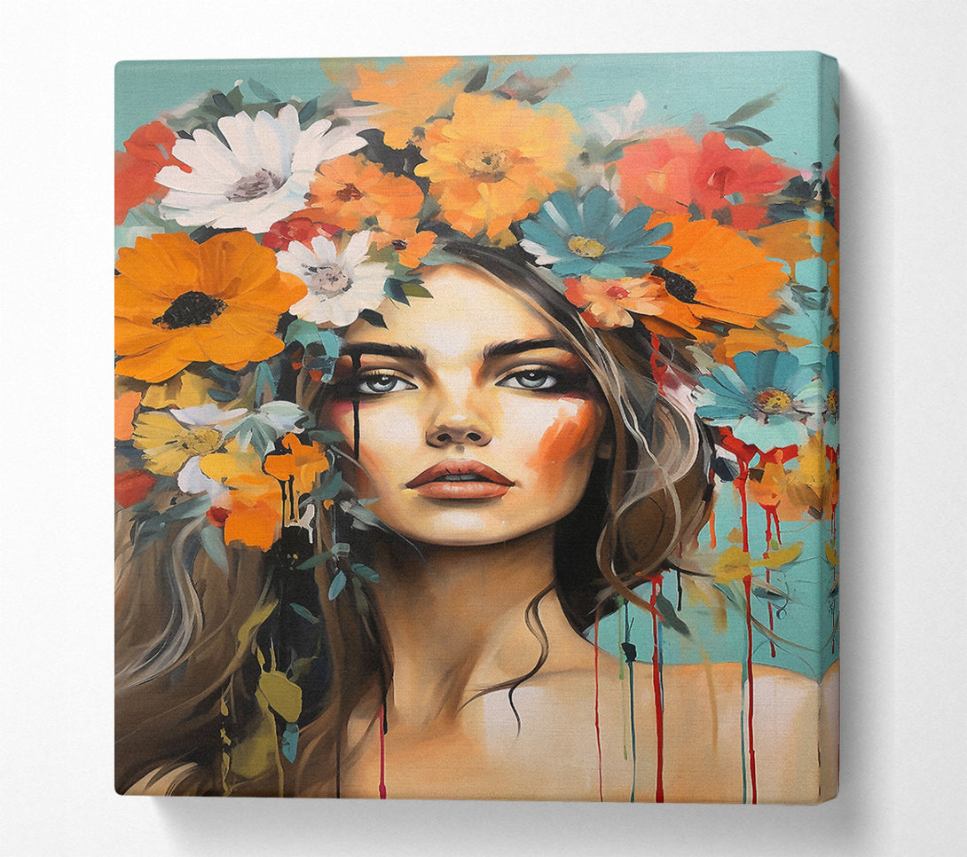  A Canvas Print of Boho Flower Girl Art Canvas Wall Art