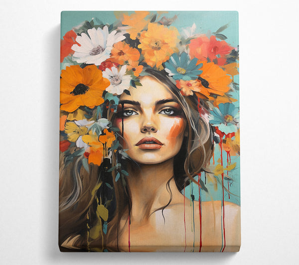  A Canvas Print of Boho Flower Girl Art Canvas Wall Art