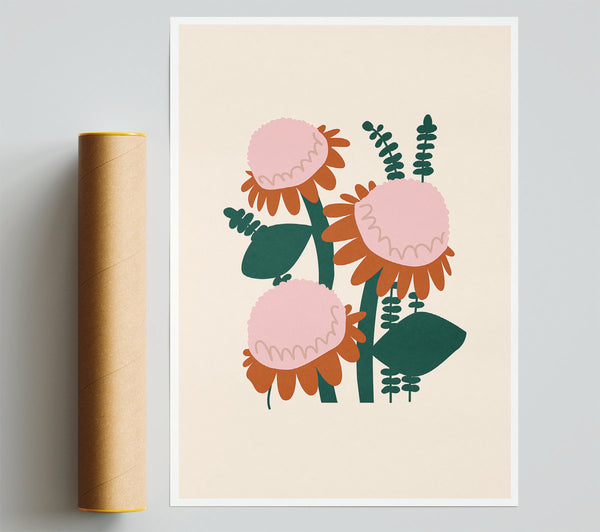 Boho Funky Sunflowers Poster