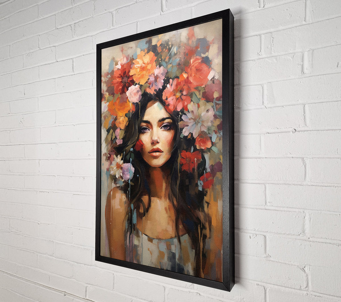  A Canvas Print of Boho Girl Flower Head Canvas Art