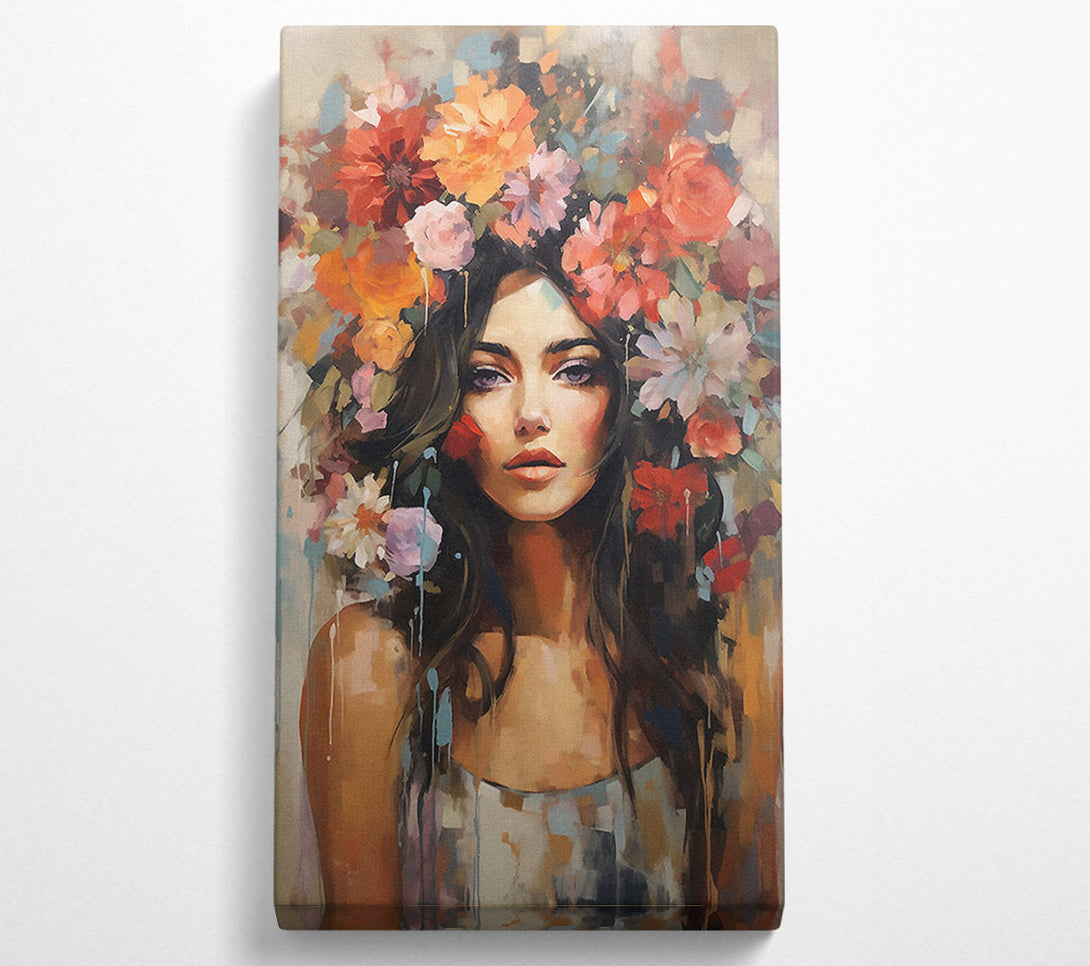  A Canvas Print of Boho Girl Flower Head Canvas Art