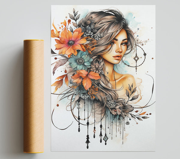 Boho Girl Print